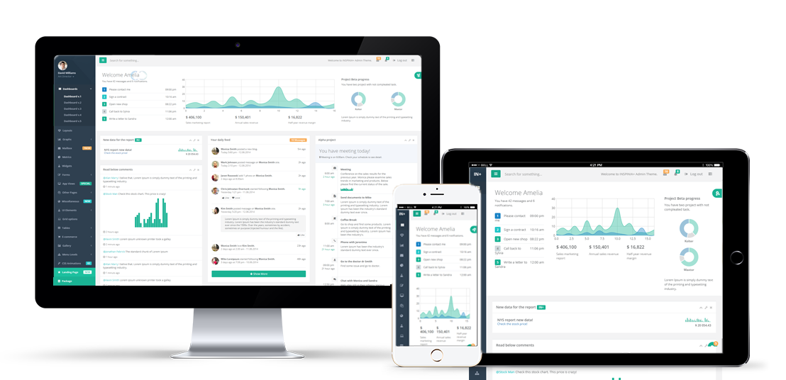 最新INSPINIA v2.7.1 Bootstrap 后台管理模板下载，集成jQuery插件，Html5后台网页模板等