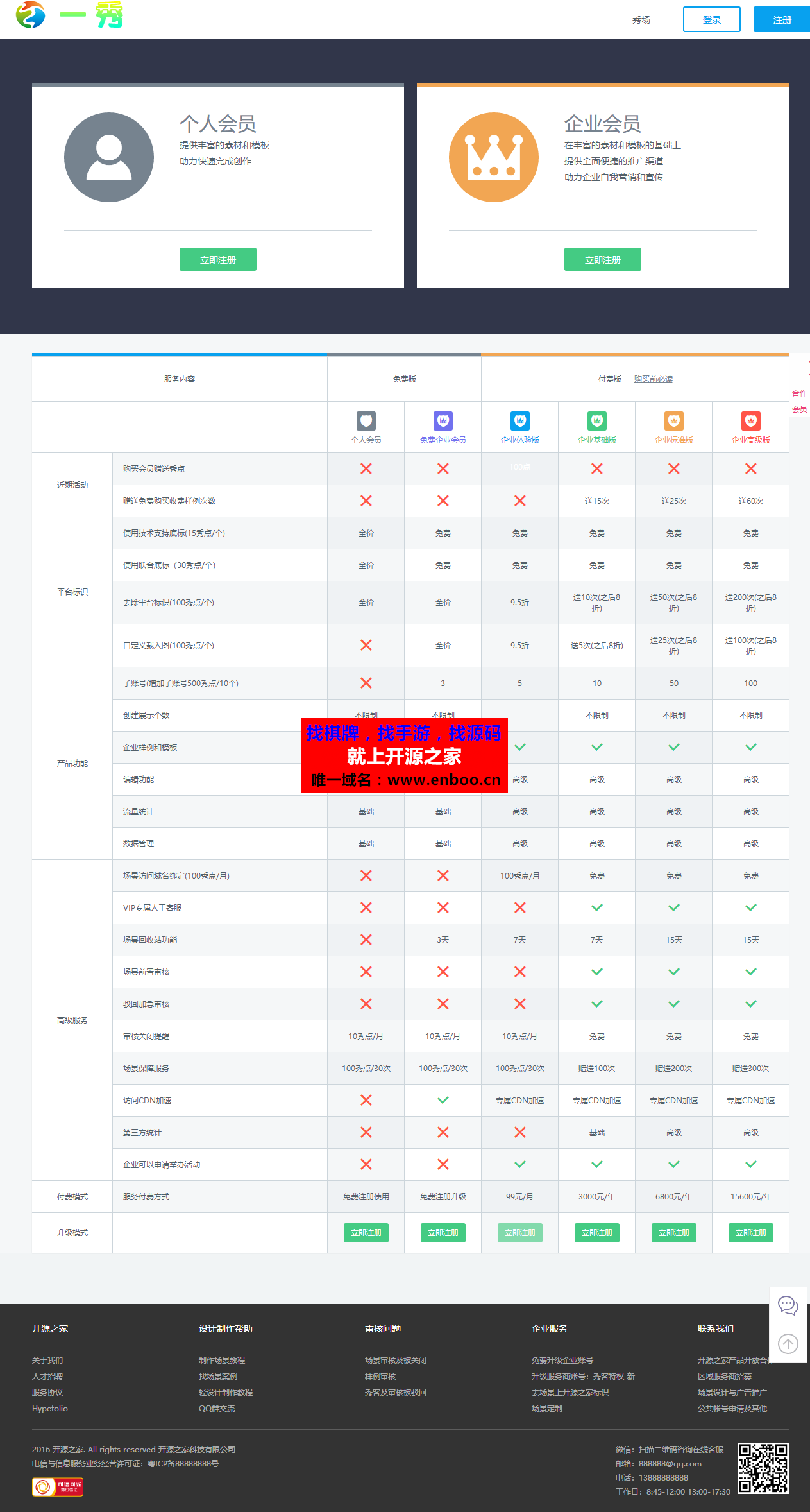易企秀微场景最新UI完整版源码，H5场景，修复微信分享|扫描二维码
